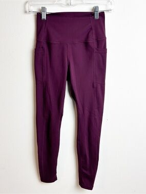 Ethos High Waist Leggings Burgundy Merlot Side Pocket Sz S
